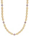 Macy's Amethyst Bezel Mariner Link 18" Collar Necklace (5 Ct. T.w.) In 14k Gold-plated Sterling Silver In Amethyst