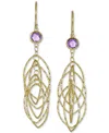 Macy's Amethyst Bezel Spiral Drop Earrings (1-5/8 Ct. T.w.) In 14k Gold-plated Sterling Silver (also In Ony In Amethyst