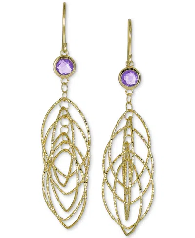 Macy's Amethyst Bezel Spiral Drop Earrings (1-5/8 Ct. T.w.) In 14k Gold-plated Sterling Silver (also In Ony
