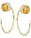 Macy's Amethyst Bezel Threader Earrings (3/8 Ct. T.w.) In 14k Gold (also In Swiss Blue Topaz & Citrine) In Citrine