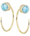 Macy's Amethyst Bezel Threader Earrings (3/8 Ct. T.w.) In 14k Gold (also In Swiss Blue Topaz & Citrine) In Swiss Blue Topaz