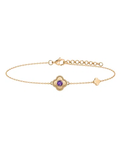 Macy's Amethyst Clover Bracelet (1/6 Ct. T.w.) In 14k Gold