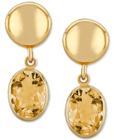 Macy's Amethyst Disc Drop Earrings (2-1/2 Ct. T.w.) In 14k Gold (also In Citrine & Garnet)