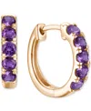Macy's Lab Grown Ruby Five Stone Small Hoop Earrings (5/8 Ct. T.w.) In 10k Gold, 0.5" (also Available In Ci In Amethyst