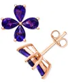 Macy's Amethyst Flower Stud Earrings (2-5/8 Ct. T.w.) In 14k Rose Gold-plated Sterling Silver In Amethyst
