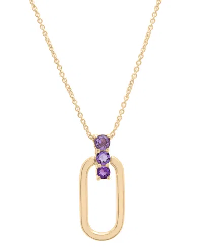 Macy's Amethyst Graduated Oval 18" Pendant Necklace (1/5 Ct. T.w.) In 14k Gold-plated Sterling Silver