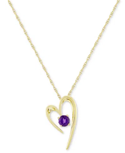 Macy's Amethyst Heart 18" Pendant Necklace (3/8 Ct. T.w.) In 14k Gold-plated Sterling Silver (also In Lab-g