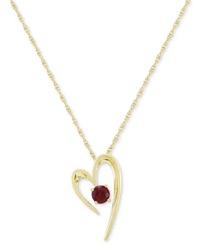 Macy's Amethyst Heart 18" Pendant Necklace (3/8 Ct. T.w.) In 14k Gold-plated Sterling Silver (also In Lab-g In Ruby