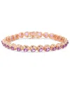 Macy's Amethyst Heart Link Bracelet (5-3/4 Ct. T.w.) In Rose Gold-plated Sterling Silver In Amethyst