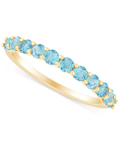 Macy's Garnet Narrow Band (1 Ct. T.w.) In 14k Gold (also In Additional Gemstones) In Blue Topaz