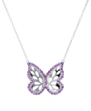 MACY'S AMETHYST OPENWORK BUTTERFLY 18" PENDANT NECKLACE (1-1/5 CT. T.W.) IN STERLING SILVER