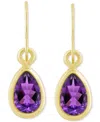 Macy's Amethyst Pear Bezel Drop Earrings (3/4 Ct. T.w) In 10k Gold (also In Additional Gemstones)