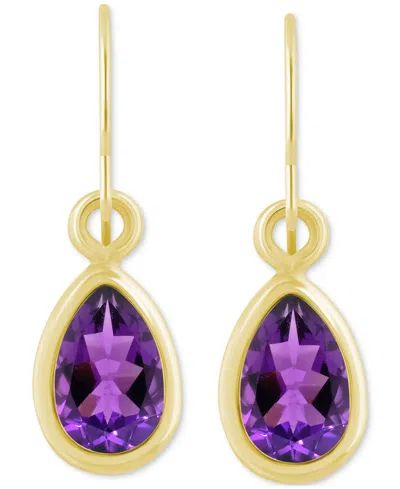 Macy's Amethyst Pear Bezel Drop Earrings (3/4 Ct. T.w) In 10k Gold (also In Additional Gemstones)
