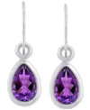 Macy's Amethyst Pear Bezel Drop Earrings (3/4 Ct. T.w) In 10k Gold (also In Additional Gemstones) In Multi