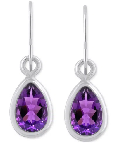 Macy's Amethyst Pear Bezel Drop Earrings (3/4 Ct. T.w) In 10k Gold (also In Additional Gemstones) In Multi