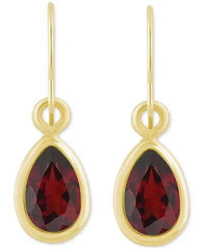 Macy's Amethyst Pear Bezel Drop Earrings (3/4 Ct. T.w) In 10k Gold (also In Additional Gemstones) In Multi