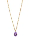 Macy's Amethyst Pear Solitaire Pendant Necklace (1 Ct. T.w.) In 14k Gold-plated Sterling Silver, 16" + 2" E In Amethyst