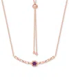 Macy's Amethyst Polished Bar 18" Bolo Necklace (1/4 Ct. T.w.) In Rose Gold-plated Sterling Silver (also In In Amethyst