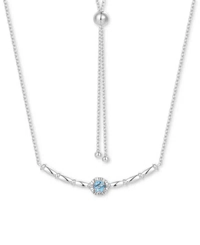 Macy's Amethyst Polished Bar 18" Bolo Necklace (1/4 Ct. T.w.) In Rose Gold-plated Sterling Silver (also In In Blue Topaz
