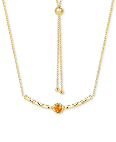 Macy's Amethyst Polished Bar 18" Bolo Necklace (1/4 Ct. T.w.) In Rose Gold-plated Sterling Silver (also In In Citrine