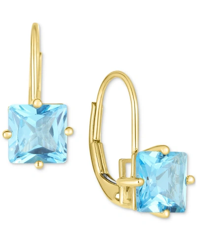 Macy's Amethyst Princess Leverback Earrings (2 Ct. T.w.) In 14k Gold (also In Garnet & Blue Topaz)