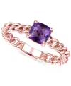 Macy's Amethyst Solitaire Chain Link Ring (7/8 Ct. T.w.) In 14k Rose Gold-plated Sterling Silver (also In B In Amethyst