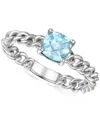 Macy's Amethyst Solitaire Chain Link Ring (7/8 Ct. T.w.) In 14k Rose Gold-plated Sterling Silver (also In B In Blue Topaz