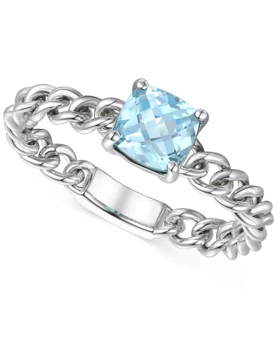 Macy's Amethyst Solitaire Chain Link Ring (7/8 Ct. T.w.) In 14k Rose Gold-plated Sterling Silver (also In B In Blue Topaz