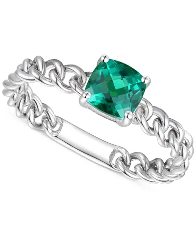 Macy's Amethyst Solitaire Chain Link Ring (7/8 Ct. T.w.) In 14k Rose Gold-plated Sterling Silver (also In B In Emerald
