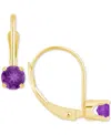 Macy's Amethyst Solitaire Leverback Earrings (1/2 Ct. T.w.) In 14k Gold (also In Additional Gemstones) In Amethyst