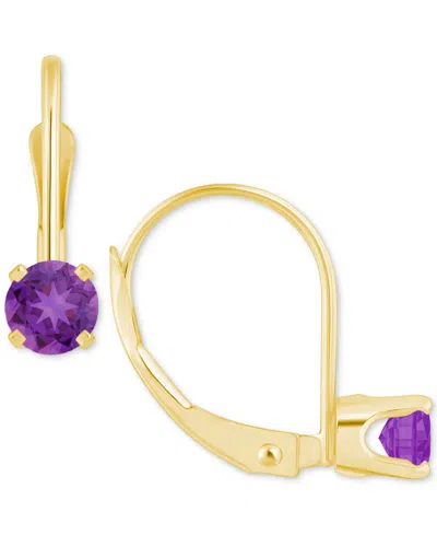 Macy's Amethyst Solitaire Leverback Earrings (1/2 Ct. T.w.) In 14k Gold (also In Additional Gemstones)