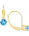 Macy's Amethyst Solitaire Leverback Earrings (1/2 Ct. T.w.) In 14k Gold (also In Additional Gemstones) In Blue Topaz