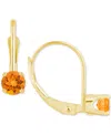 Macy's Amethyst Solitaire Leverback Earrings (1/2 Ct. T.w.) In 14k Gold (also In Additional Gemstones) In Citrine