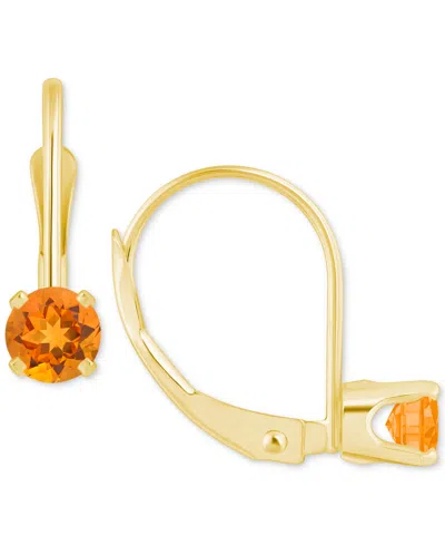 Macy's Amethyst Solitaire Leverback Earrings (1/2 Ct. T.w.) In 14k Gold (also In Additional Gemstones) In Citrine