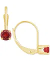 Macy's Amethyst Solitaire Leverback Earrings (1/2 Ct. T.w.) In 14k Gold (also In Additional Gemstones) In Garnet