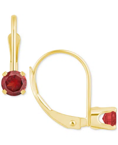 Macy's Amethyst Solitaire Leverback Earrings (1/2 Ct. T.w.) In 14k Gold (also In Additional Gemstones) In Garnet