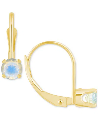 Macy's Amethyst Solitaire Leverback Earrings (1/2 Ct. T.w.) In 14k Gold (also In Additional Gemstones) In Moonstone