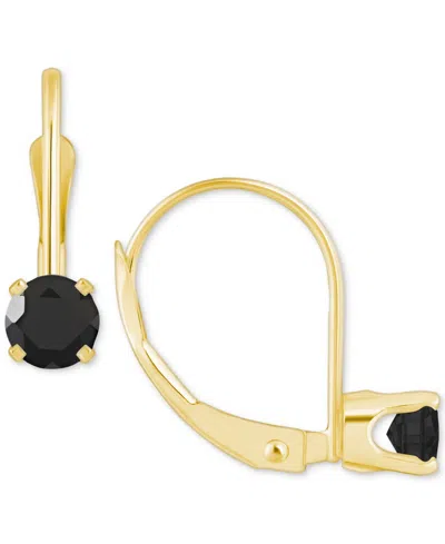 Macy's Amethyst Solitaire Leverback Earrings (1/2 Ct. T.w.) In 14k Gold (also In Additional Gemstones) In Onyx