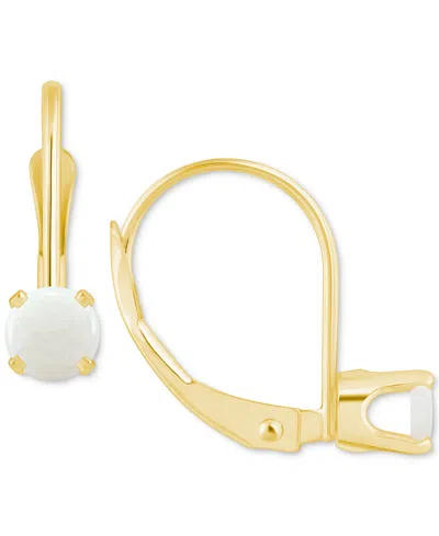 Macy's Amethyst Solitaire Leverback Earrings (1/2 Ct. T.w.) In 14k Gold (also In Additional Gemstones) In Opal