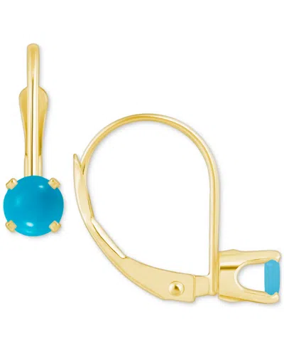 Macy's Amethyst Solitaire Leverback Earrings (1/2 Ct. T.w.) In 14k Gold (also In Additional Gemstones) In Turquoise