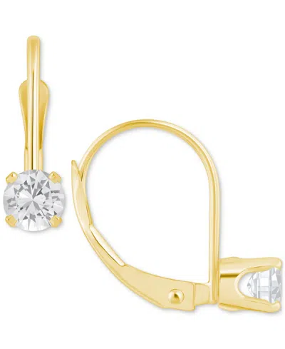 Macy's Amethyst Solitaire Leverback Earrings (1/2 Ct. T.w.) In 14k Gold (also In Additional Gemstones) In White Topaz