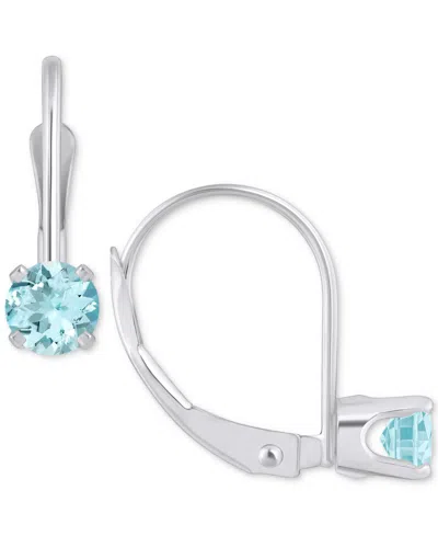 Macy's Amethyst Solitaire Leverback Earrings (1/2 Ct. T.w.) In 14k White Gold (also In Additional Gemstones In Aqua