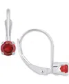 Macy's Amethyst Solitaire Leverback Earrings (1/2 Ct. T.w.) In 14k White Gold (also In Additional Gemstones In Garnet