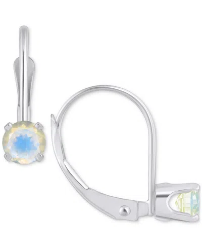 Macy's Amethyst Solitaire Leverback Earrings (1/2 Ct. T.w.) In 14k White Gold (also In Additional Gemstones In Moonstone