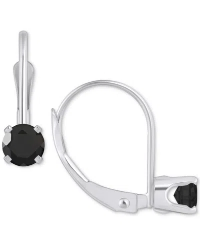 Macy's Amethyst Solitaire Leverback Earrings (1/2 Ct. T.w.) In 14k White Gold (also In Additional Gemstones In Onyx