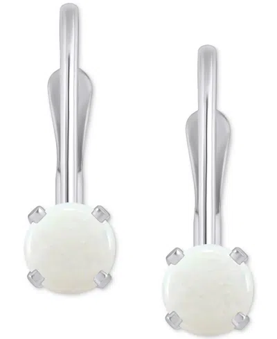 Macy's Amethyst Solitaire Leverback Earrings (1/2 Ct. T.w.) In 14k White Gold (also In Additional Gemstones In Opal