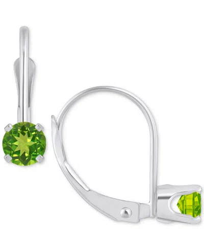 Macy's Amethyst Solitaire Leverback Earrings (1/2 Ct. T.w.) In 14k White Gold (also In Additional Gemstones In Peridot