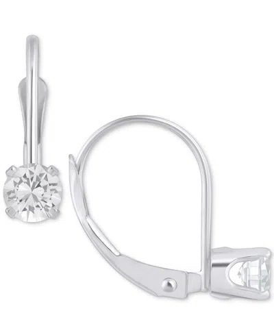 Macy's Amethyst Solitaire Leverback Earrings (1/2 Ct. T.w.) In 14k White Gold (also In Additional Gemstones In White Topaz