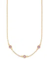 Macy's Amethyst Three Stone Bezel 18" Collar Necklace (3 Ct. T.w.) In 14k Gold-plated Sterling Silver (also In Amethyst