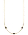 Macy's Amethyst Three Stone Bezel 18" Collar Necklace (3 Ct. T.w.) In 14k Gold-plated Sterling Silver (also In Onyx